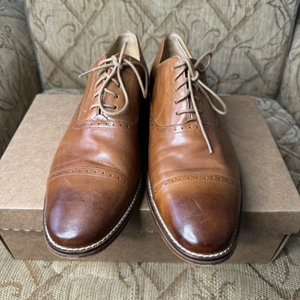 Cole Haan Cambridge Cap Toe Oxfords Shoes British Tan C13416 Size 10 M Excellent